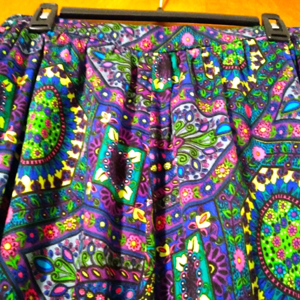 Vintage Neon Floral Barkcloth Maxi Skirt Handmade